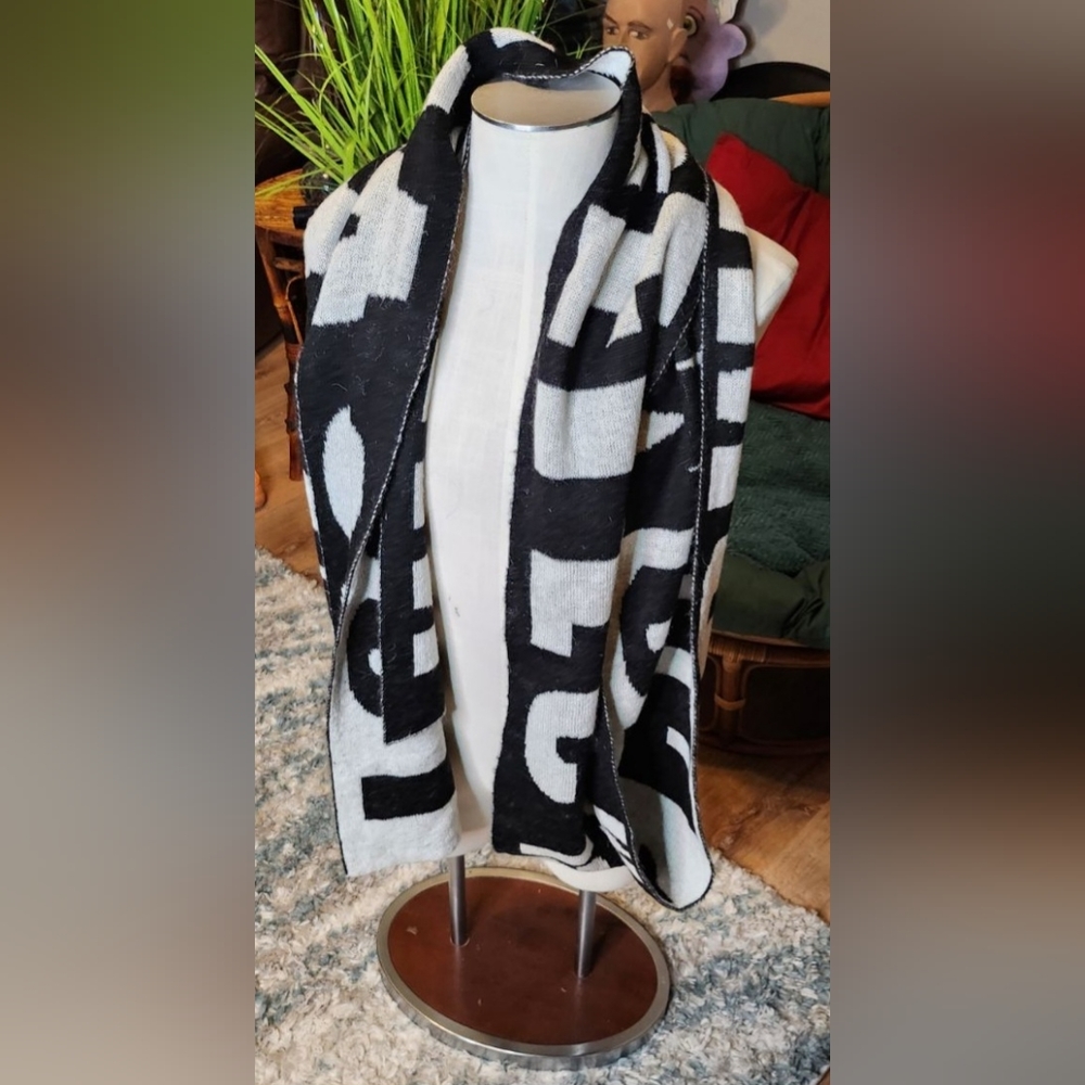 Faith Connexion Los Angeles Mohair Scarf - Black & White